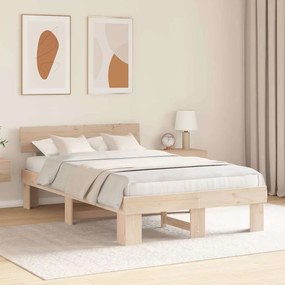 Estrutura da Cama com cabeceira Castanho 140 x 190 cm