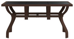 Mesa de jardim 140x70x70 cm aço e vidro castanho/preto
