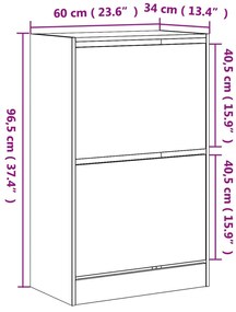 Sapateira 60x34x63,5 cm derivados de madeira branco