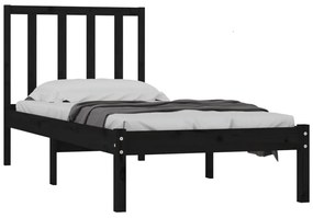 Estrutura de cama pequena solteiro 75x190 cm pinho maciço preto