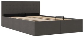 Cama hidráulica c/ arrumação 140x200cm tecido cinzento-escuro