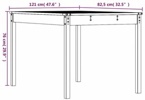 Mesa de jardim 121x82,5x76 cm madeira de pinho maciça branco