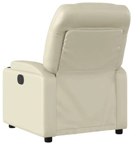 Poltrona massagens reclinável elétrica couro artificial creme