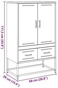 Móvel alto 68x39x111,5 cm aço branco
