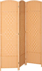 HOMCOM Biombo interior em madeira 3 painéis separador de ambientes dobrável para sala quarto 135 x 180 cm castanho claro | Aosom Portugal