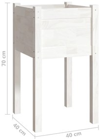 Vasos/floreiras de jardim 2 pcs 40x40x70 cm pinho maciço branco