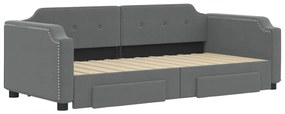 Sofá-cama c/ gavetão e gavetas 90x190 cm tecido cinzento-escuro