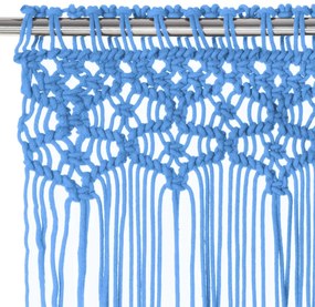 Cortina macramé 140x240 cm algodão azul