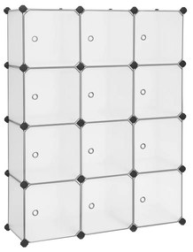 Armário de armazenamento com 12 cubos e portas | SONGMICS | 93 x 31 x 123 cm | branco|preto | LPC342W01.