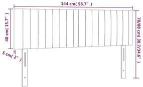 Cabeceira de cama c/ luzes LED tecido 144x5x78/88 cm azul