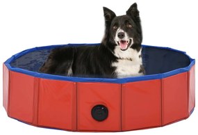 Piscina para cães dobrável 80x20 cm PVC vermelho