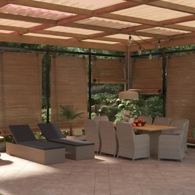 vidaXL 11 pcs conjunto de jantar para jardim vime PE castanho