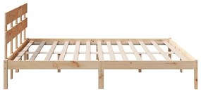 Estrado de Cama com Cabeceira 180x200 cm Madeira Maciça de Pinho