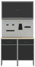 Conjunto de Armário e Painel de Ferramentas vidaXL 5 Peças Preto MDF e