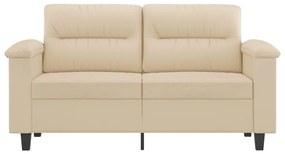 Sofá de 2 lugares 120 cm tecido de microfibra cor creme