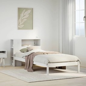 Cama com estante sem colchão 75x190 cm pinho maciço branco