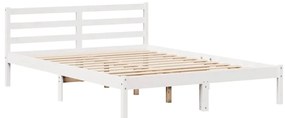 Cama sem colchão 140x200 cm madeira de pinho maciça branco