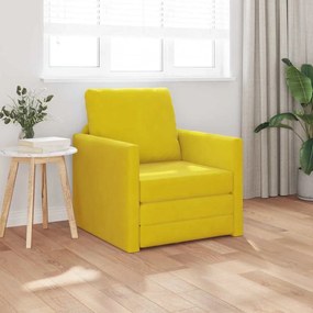 vidaXL Sofá-Cama com almofada Amarelo-escuro 74 x 77 x 81 cm Veludo