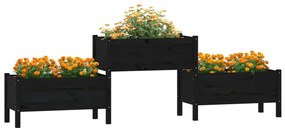 Vaso/floreira 245,5x44x75 cm pinho maciço preto