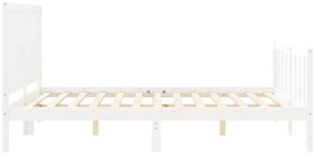 Cama sem colchão 160x200 cm madeira de pinho maciça branco