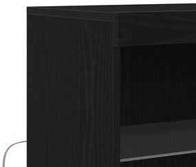 Sideboard vidaXL com luzes LED Carvalho Preto 60x37x100 cm