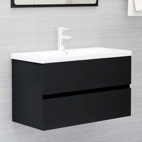 Armário de lavatório 80x38,5x45 cm contraplacado preto