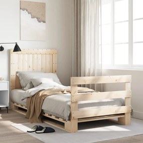 vidaXL Estrutura de cama com cabeceira 90x200 cm pinho maciço