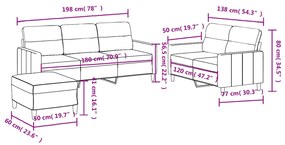 3 pcs conjunto de sofás com almofadões tecido cor creme