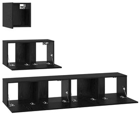 Gabinete de TV de Parede 4 pcs Carvalho preto 80 x 30 x 30.5 cm
