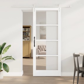 Conjunto de Porta Deslizante vidaXL com Ferragens Brancas 86x211 cm Ma