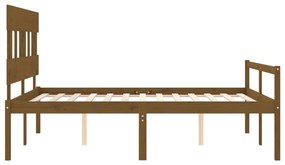 Cama idosos king size c/ cabeceira madeira maciça castanho-mel