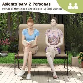 Banco de jardim com encosto ligeiramente inclinado 120 x 81 x 106 cm e apoios para os braços com estrutura metálica Castanho