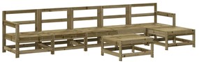 7 pcs conjunto lounge de jardim c/ almofadões pinho impregnado