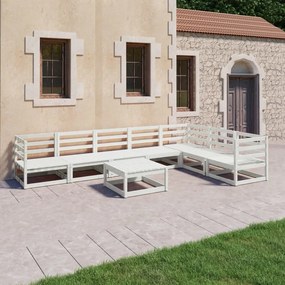 vidaXL 8 pcs conjunto lounge de jardim pinho sólido branco