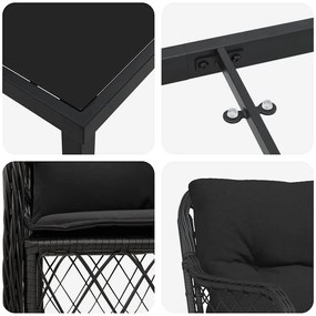 Conjunto de Jantar de Jardim com 7 Peças e Almofadas em Rattan Sintéti