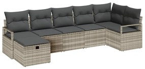 Conjunto de Sofá Jardim vidaXL de 7 peças com Almofadas Cinzento-Claro
