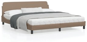 vidaXL Estrutura cama cabeceira 180x200 cm couro artificial cappuccino