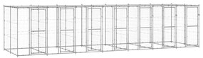vidaXL Canil de exterior com telhado 16,94 m² aço galvanizado
