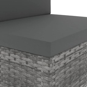 8 pcs conjunto lounge de jardim vime PE cinzento