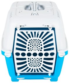 Transportadora 55x36x36 cm polipropileno branco e azul