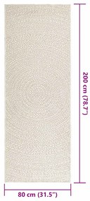 Tapete ZIZUR creme 80x200cm aspeto de juta interior e exterior