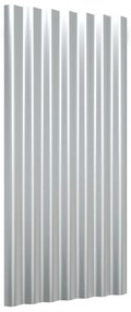 Painéis de telhado 12 pcs 80x36 cm aço revestido a pó prateado
