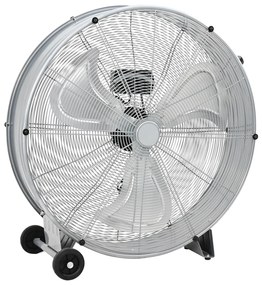 Ventilador de Tambor vidaXL com Rodas 3 Velocidades Prateado de 77 cm