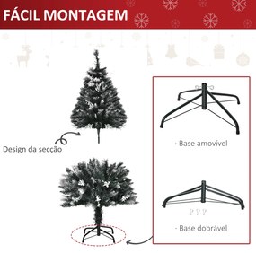 Árvore de Natal Artificial 120 cm com 222 Ramos 28 Decorações Suporte em Aço Dobrável e Base Destacável Verde