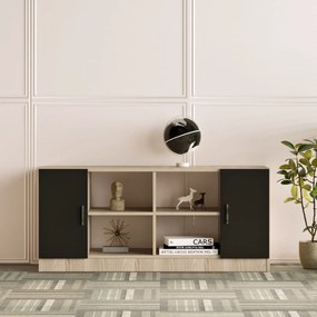 Armário Multiusos VO6 – Carvalho/Preto – 139,8x61,8x46,3 cm