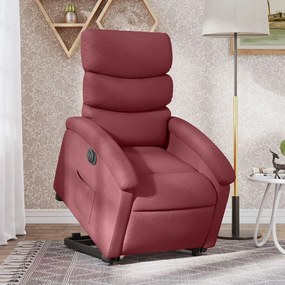 vidaXL Poltrona reclinável elevatória elétrica tecido vermelho-tinto