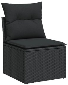 5 pcs conjunto sofás de jardim com almofadões vime PE preto