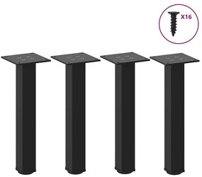 Pés para mesa de centro 4 peças, preto, 42-44 cm, aço