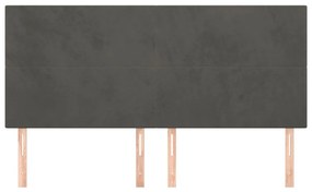 Cabeceira de cama 4 pcs veludo 100x5x78/88 cm cinzento-escuro