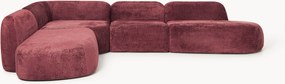 Sofá de canto modular XL em teddy-bouclé com chaise longue Wolke (4 lugares)